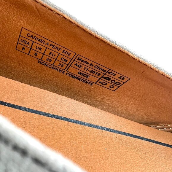 Vionic Carmela Perforated Suede Ballet Flats Taupe Beige Size 8 Wide - Picture 8 of 10